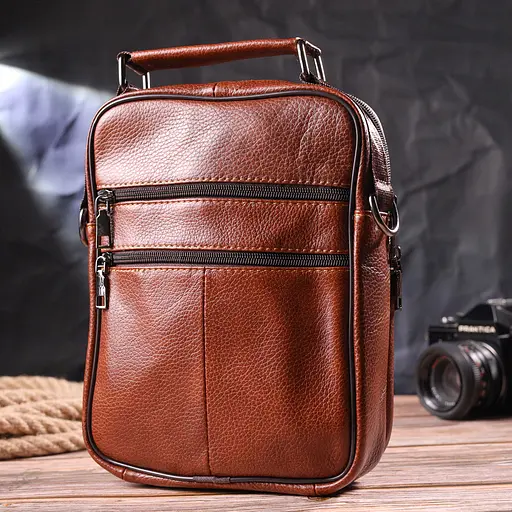 Чоловіча шкіряна сумка Vintage 20х24,5х6 см sum0022398 - фото 8