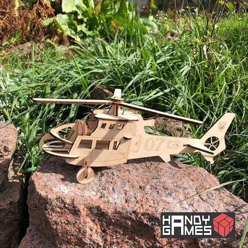 Дерев'яний конструктор Гелікоптер 18 деталей - фото 6