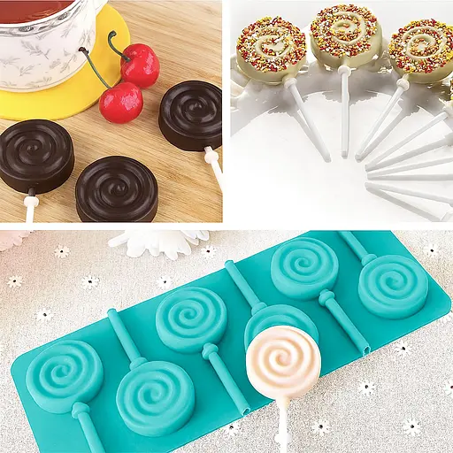 Силиконовая форма для леденцов и конфет на палочке "Спираль", Kitchen Master Бирюзовый 87622 - фото 2