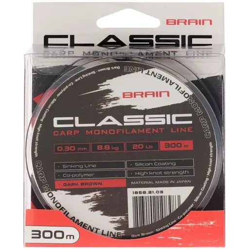 Волосінь Brain Classic Carp Line (dark brown) 300 м 0.30 мм 20 lb 8.8 кг - фото 2