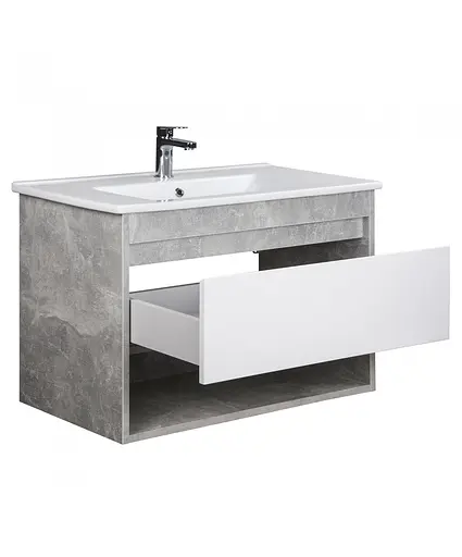 Тумба Мойдодир Oslo 80 Loft з умивальником Su-80 бетон/Білий Сірий - фото 5