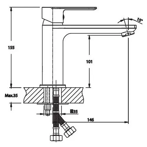 Змішувач для умивальника Haiba ALEX 001 з подовженим виливом (HB0880) - фото 2