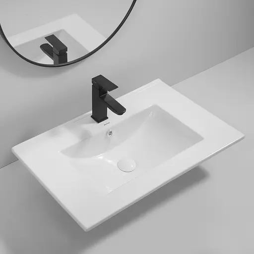 Умивальник меблевий Mixxus Premium Cubic-1502 710x460x170 мм з отвором під змішувач і переливом MP6496, Білий - фото 6