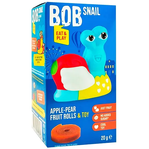 Натуральні цукерки Bob Snail Яблуко-Груша з колекційною іграшкою Dragosnails 20 г - фото 1