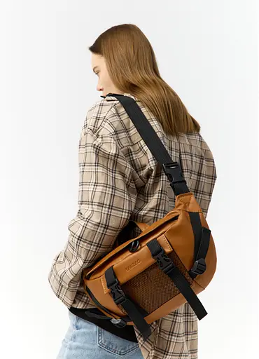 Большая женская поясная сумка бананка Sambag DynamicDart рыжая 38×21×7 см (80411121) - фото 2