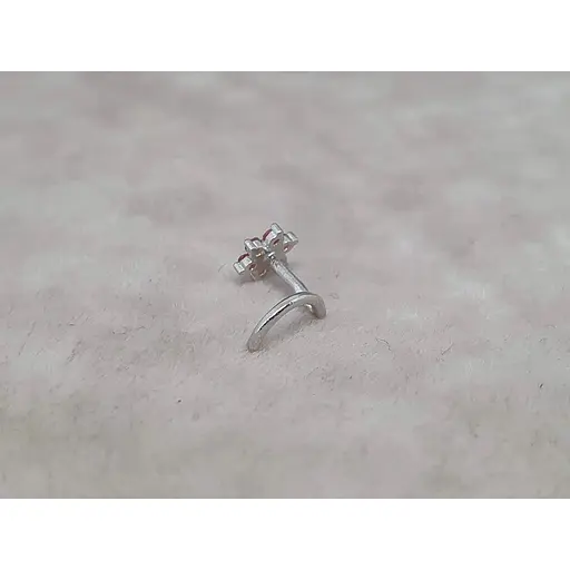 Срібна сережка-пірсинг Астор в ніс з фіанітами. 8182434Р ОРАНЖ - фото 3