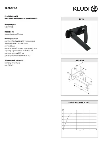 Смеситель для умывальника Kludi Balance 522478775 черный матовый - фото 2