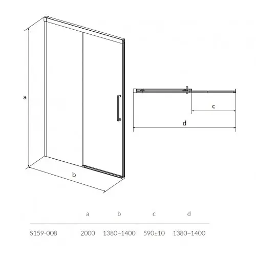 Двері розсувні для душової кабіни Cersanit Crea 1400x200 S159-008, універсальні, прозорий, хром - фото 2