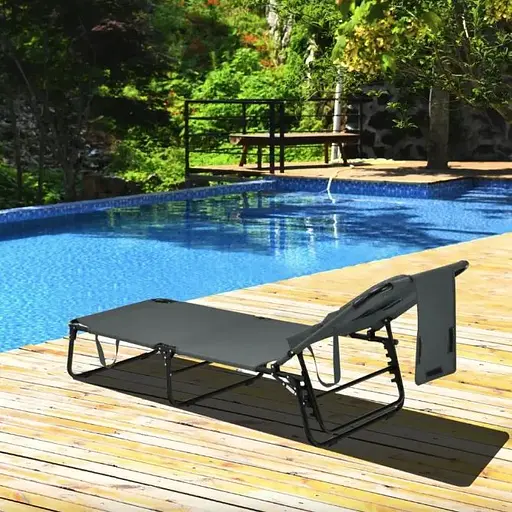 Шезлонг Costway Hanna раскладной с серым отверстием для лица - фото 4