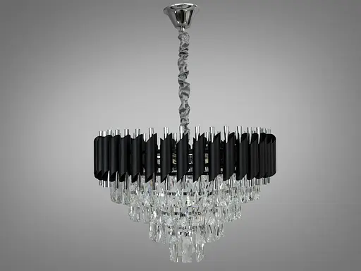 Стильная современная хрустальная люстра на 9 ламп, черный+хром - фото 1