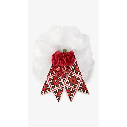 Бант вышиванка 276061 10 см Красный - фото 1