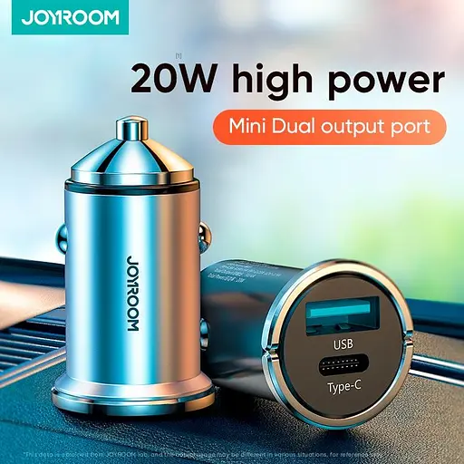 Адаптер автомобильный JOYROOM Mini dual-port ring-pull fast car charger C-A45 1USB и 1Type-c 5A20W - фото 2