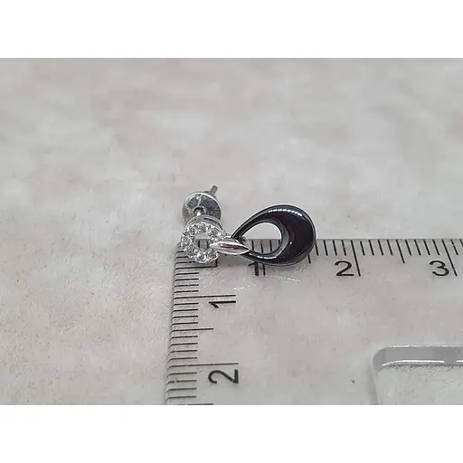 Серебряные серьги Aurora с керамикой и фианитами. С2026Ч - фото 4