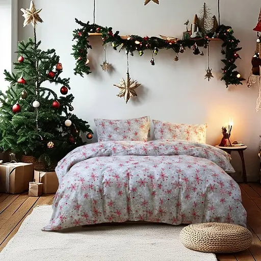 Постельное белье Lotus Home Фланель - Snowflake серый красный евро (svt-2000022349031) - фото 5