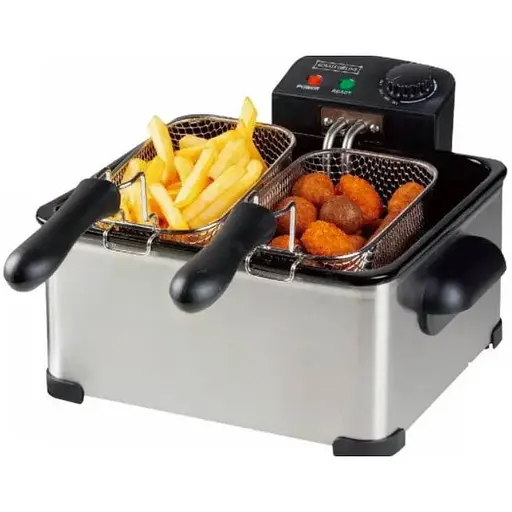 Фритюрница двойная 2000 Вт на 4.5 л Royalty Line DF4902 + 3 корзины в комплекте - фото 1