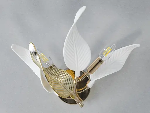 Дизайнерське бра Diasha з фарфоровими елементами, 2 лампи, золото - фото 1