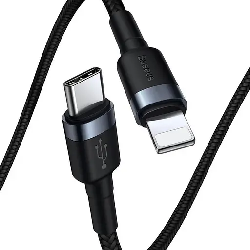 Кабель Baseus Cafule Cable Type-C to iP PD 20W 1m Gray+Black - фото 7