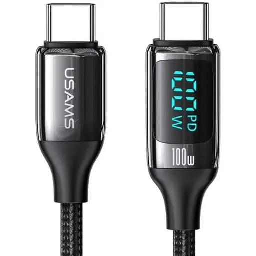 Кабель Usams SJ546 U78 Type-C To Type-C 100W PD Fast Charging Data Cable 1.2 м Чорний - фото 1