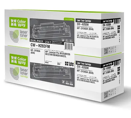 Картридж HP 83A (CF283A), Black, LJ Pro M125/M126/M127/M128/M201/M225, 1500 стор, ColorWay, Dual Pack (CW-H283FM)