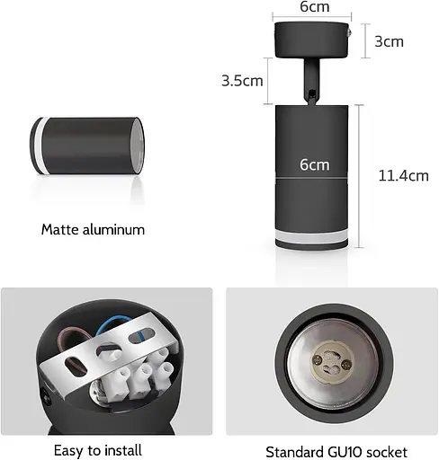 Регулируемый светодиодный светильник GU10 матовый черный - фото 2
