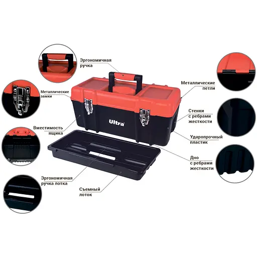 Ящик для инструмента Ultra металлические замки 405×210×200мм 7402212 - фото 3
