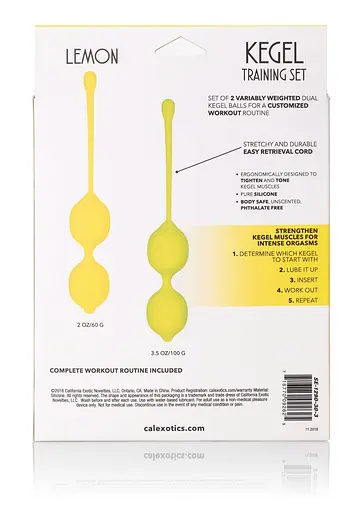 Вагінальні кульки CalExotics Kegel Training Set Lemon, 19 см, жовтий - фото 6