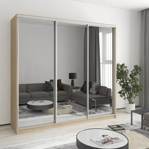 Шафа-купе тридверна MebelStar Комбо AL 3 Дзеркала 220x60x210 см Дуб сонома (MBS-3402)