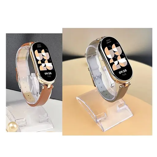 Шкіряний ремінець MiJobs для фітнес-браслета Xiaomi Mi Band 8 і 9 Type A бежевий - фото 3