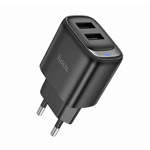 Мережевий зарядний пристрій Hoco C141A 2 x USB 5В/2.1 A швидке заряджання чорний