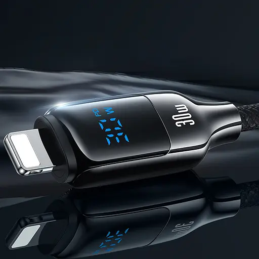 Дата кабель Usams US-SJ741 Digital Display HX Ser. Type-C to Lightning 30W (1.2m) Tarnish - фото 4