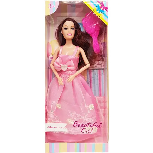 Детская Кукла Beautiful Girl Bambi D200-216 Pink в нарядном платье - фото 1