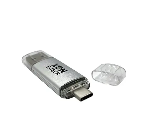 Флеш-накопитель XON FlashDrive DuoConnect 128GB (USB 2.0 + USB Type-C) Серый (FX2DX128MS 7591) - фото 5