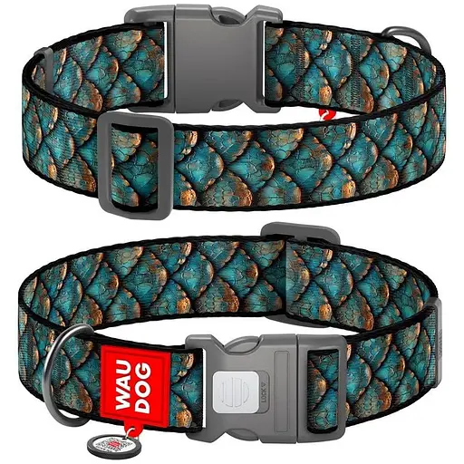 Ошейник для собак нейлоновый WAUDOG Nylon с QR адресником Луска XL 2.5х37-58 см - фото 1