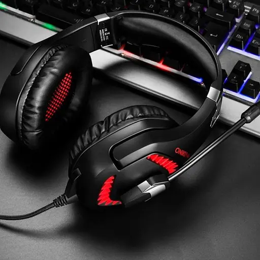 Дротова гарнітура Onikuma Gaming with LED K1 Pro, USB, 3.5mm, 2.2m, black-red - фото 11