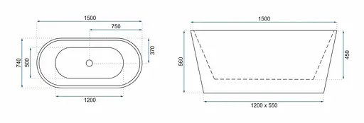 Ванна акрилова окремостояча Rea Mlano 150x70 whte REA-W2000 Білий - фото 6