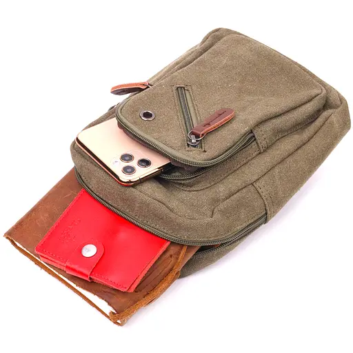 Современная сумка мужская через плечо из плотного текстиля Vintage 15х22х6 см sum0021426 - фото 6