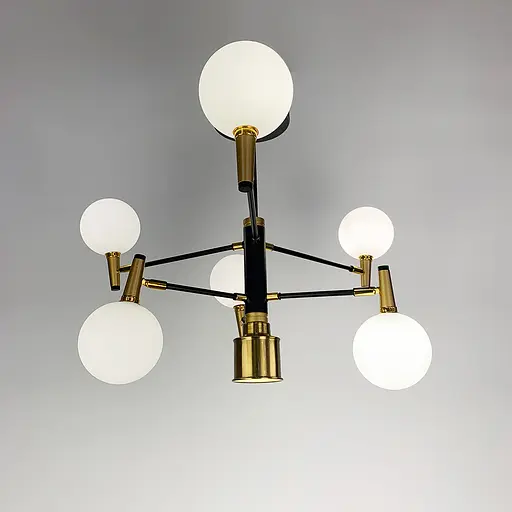 Люстра на 6 ріжків з поворотними плафонами у двох кольорах Line.F Колір плафона Прозорий + матовий - фото 6