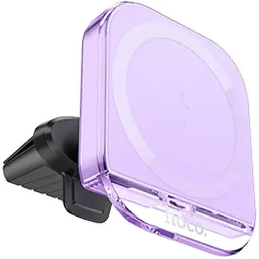 Автодержатель Hoco HW17 магнитный с беспроводной зарядкой 15W фиолетовый - фото 1