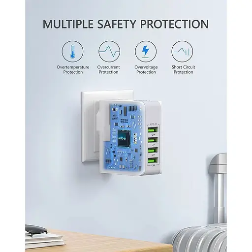 Зарядний пристрій Lencent Multiple USB, [22W/4.4A] 4-портовий - фото 4