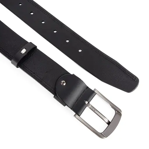 Ремень мужской черный кожаный батал SF-402 XXL (145 см) под джинсы - фото 3