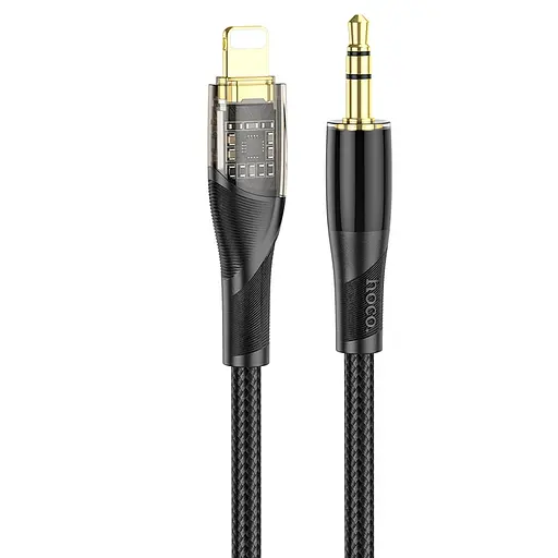 Аудіокабель HOCO UPA25 Transparent Discovery Edition Digital audio conversion cable iP Black - фото 1