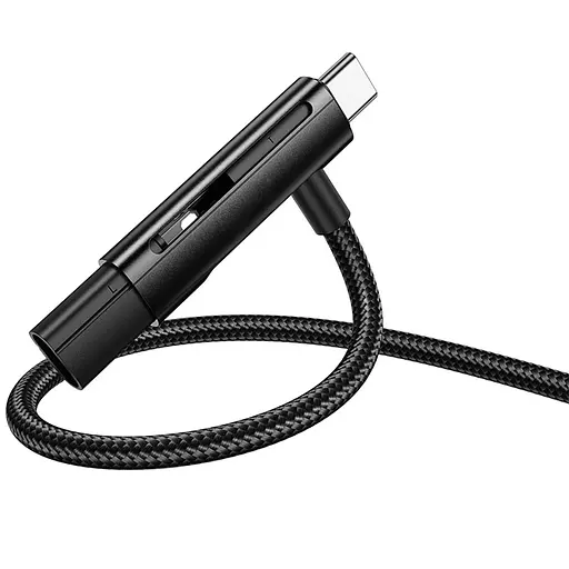 Дата кабель Hoco U135 Incredible 2in1 Type-C to Lightning/Type-C (1m) Black - фото 5