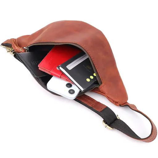 Бананка для чоловіків відмінної якості з натуральної шкіри вінтажної SHVIGEL 34х14х7 см sum0027446 - фото 8