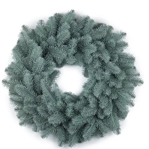 Вінок новорічний різдвяний Hvoya Premium з литої хвої блакитний 55 см