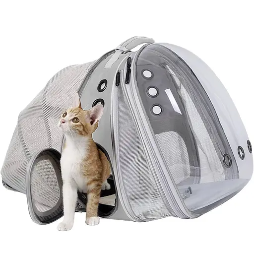 Рюкзак переноска для тварин Розсувний Сумка рюкзак для собак та котів Сірий колір - фото 1