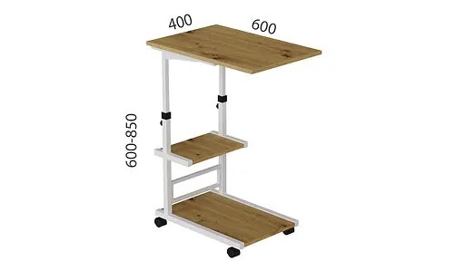 Стіл приставний Ferrum-decor Адан 62x40x60 метал Білий ДСП Дуб Артізан 16мм (FRD-102496) - фото 4