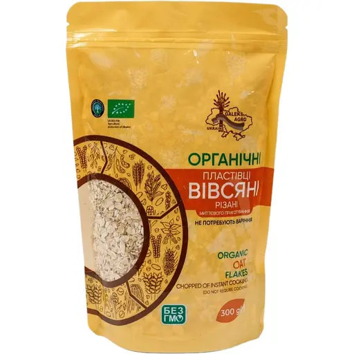 Хлопья овсяные резаные Galeks-Agro мгновенного приготовления органические 300 г - фото 1