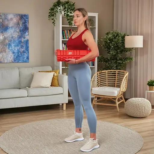 Роллер массажер (валик, ролик) Hop-Sport EVA 45см красный - фото 6