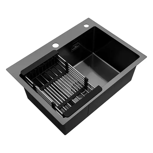 Кухонна мийка Kroner KRP Schwarze - 5843HM ​​PVD (3,0/1,0 мм) (CV022794) - фото 7