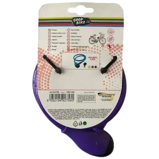 Велозамок Good Bike Security Lock тросовый Ø12 x 1500 мм фиолетовый (92758V-IS) - фото 2